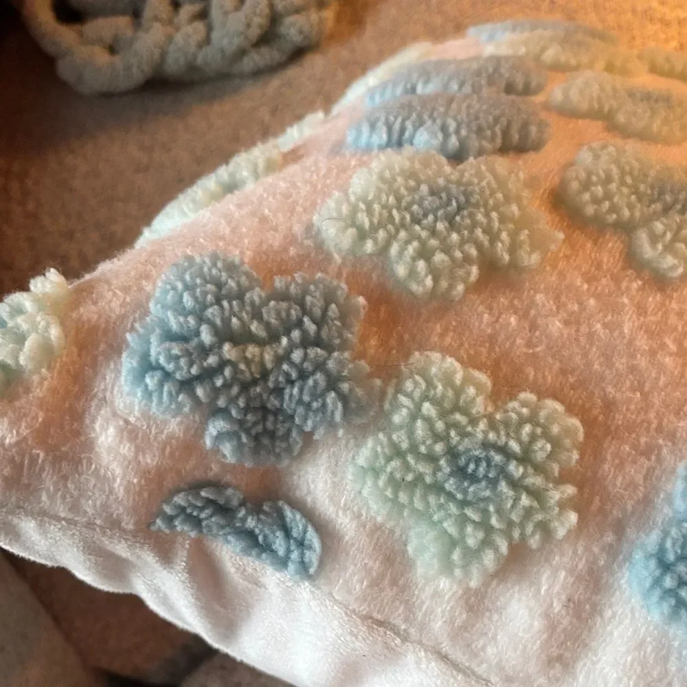 UGG Kookaburra Blue and Cream Textured Pillow